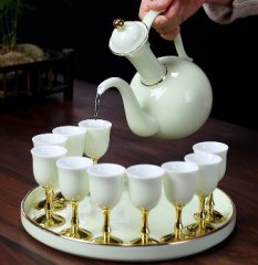 <b>羊脂玉描金酒具 陶瓷酒具91抖音成人</b>